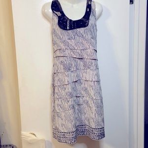 ECI Black and White Fancy Dress with Beaded Collar